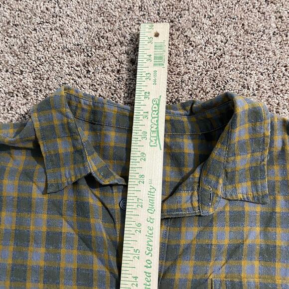 prAna Shirt Mens 2XL Green Yellow Plaid Long Sleeve Organic Cotton Button Down - Picture 7 of 9